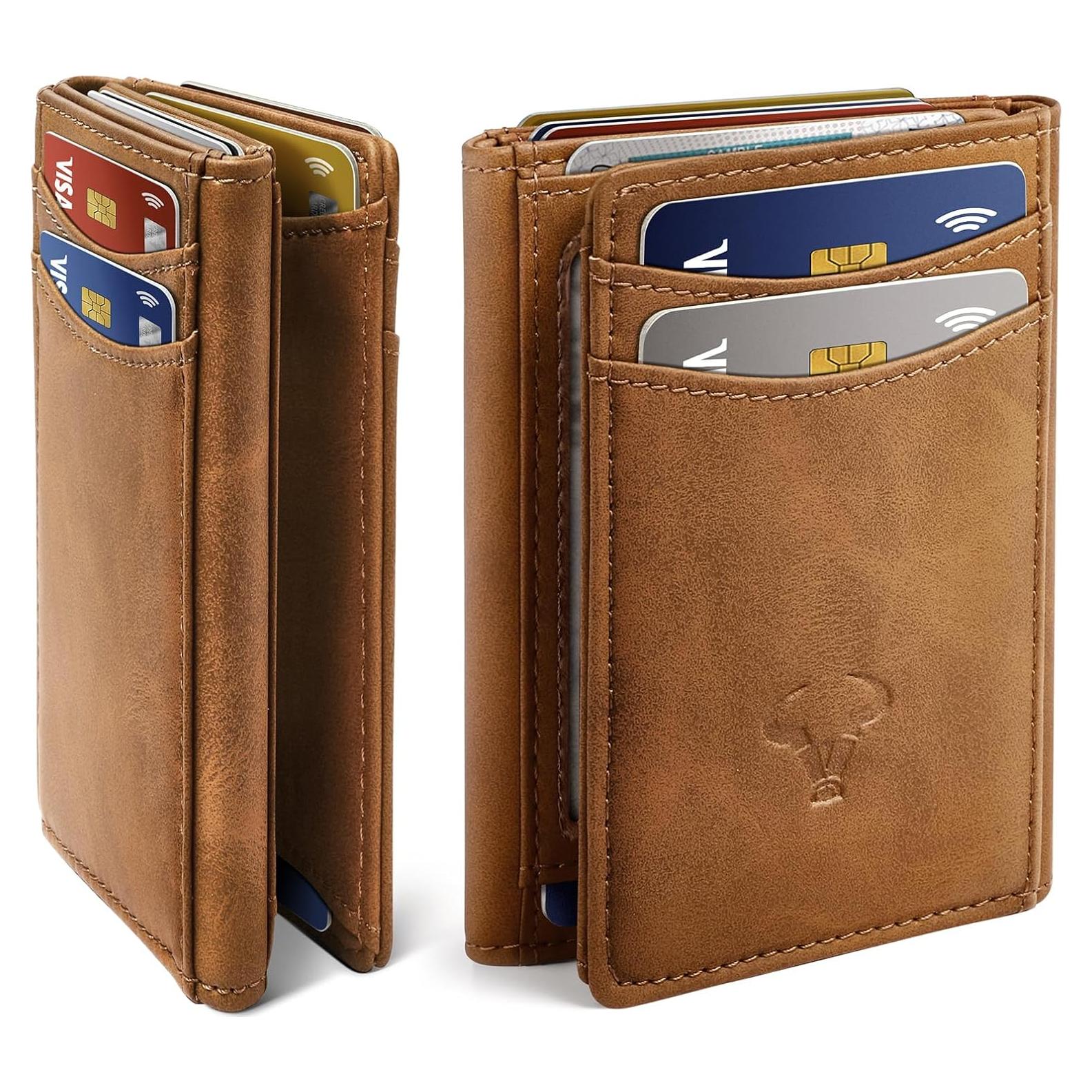 Billetera delgada Bulliant para hombres con bloqueo RFID 12 tarjetas