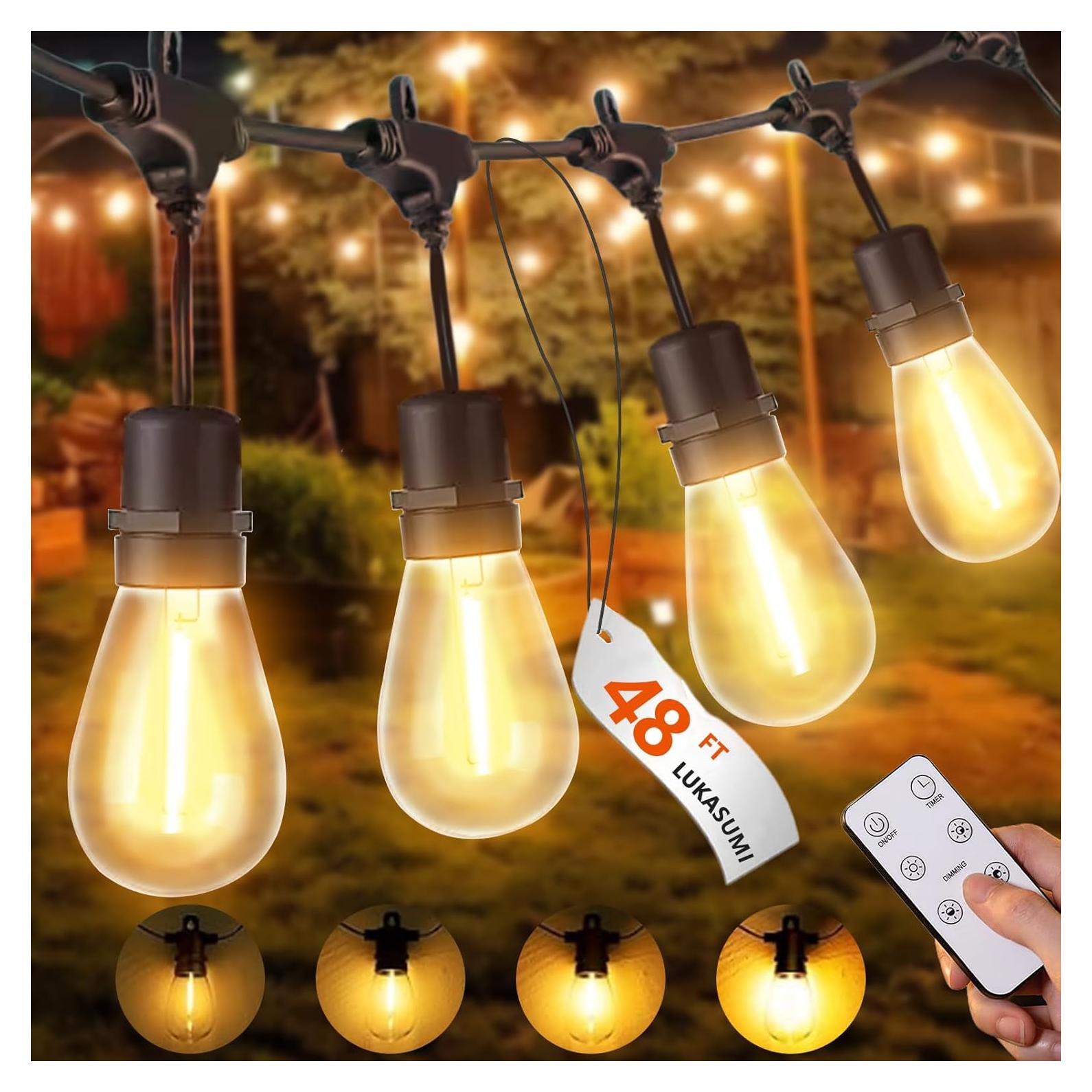 Luces de Cadena LED 48Ft LUKASUMI con Regulador y Control Remoto