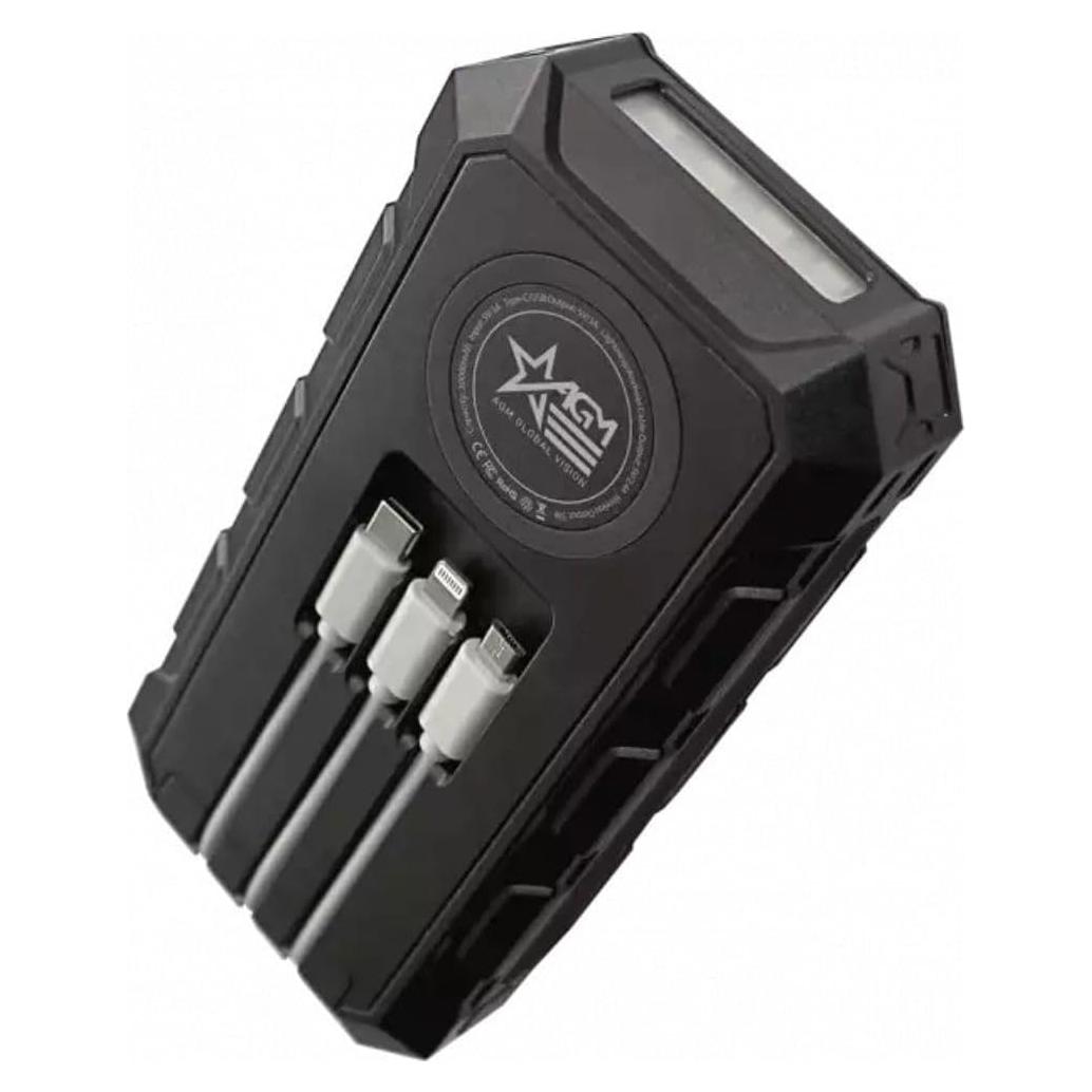 Cargador Solar Inalámbrico AGM 30000 mAh Resistente Negro