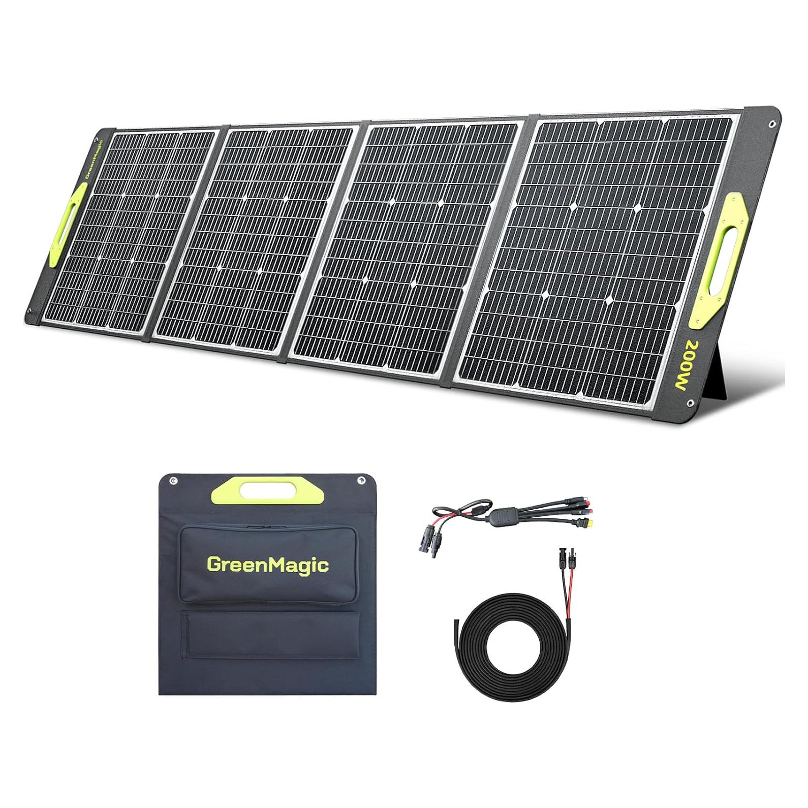 Panel Solar Portátil Greenmagic 200W Plegable Alta Eficiencia