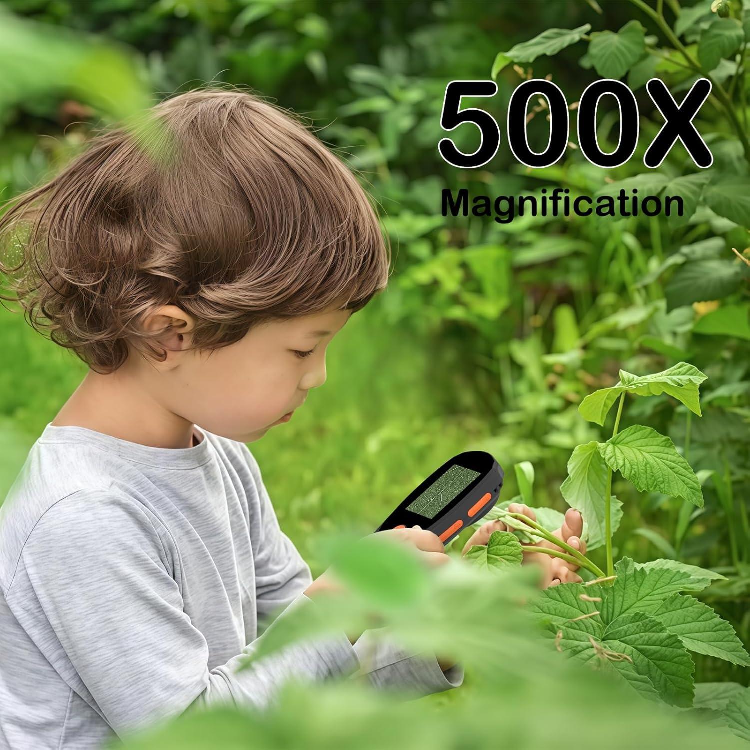 Microscopio Digital de Mano KeFvoer 500x con Pantalla IPS 2"