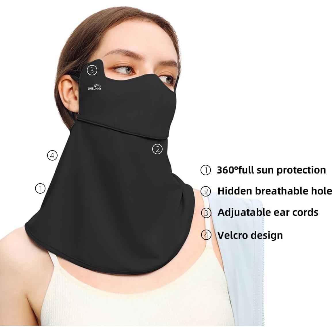 Mascarilla de Protección Solar UPF 50+ para Mujeres - Balaclava Negra