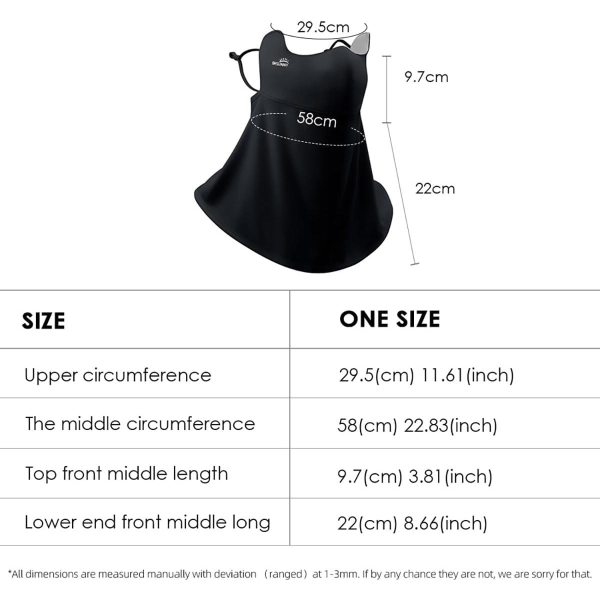 Mascarilla de Protección Solar UPF 50+ para Mujeres - Balaclava Negra