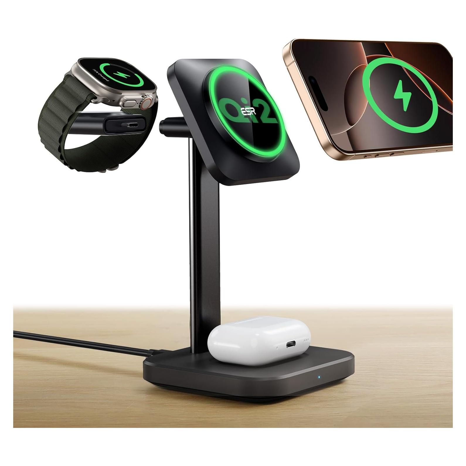 Cargador Inalámbrico 3 en 1 ESR MagSafe 15W para Apple