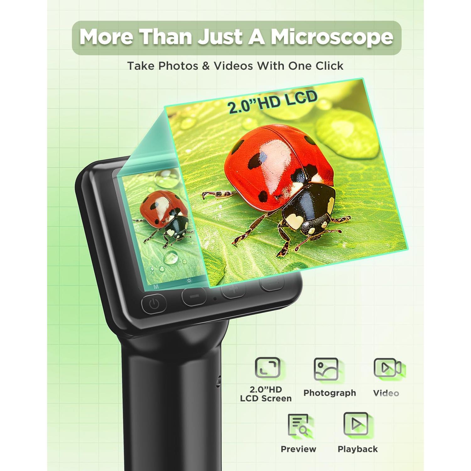 Microscopio Digital Portátil NUOTUN 800x HD con Pantalla 2"