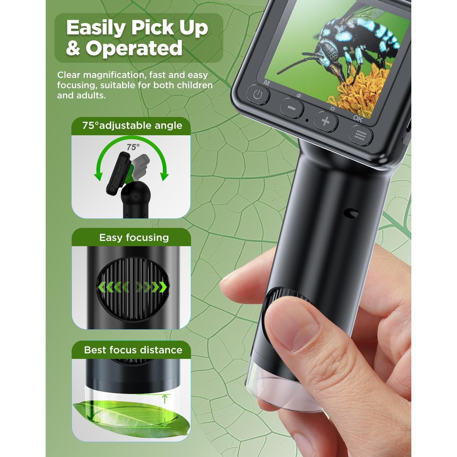 Microscopio Digital Portátil NUOTUN 800x HD con Pantalla 2"