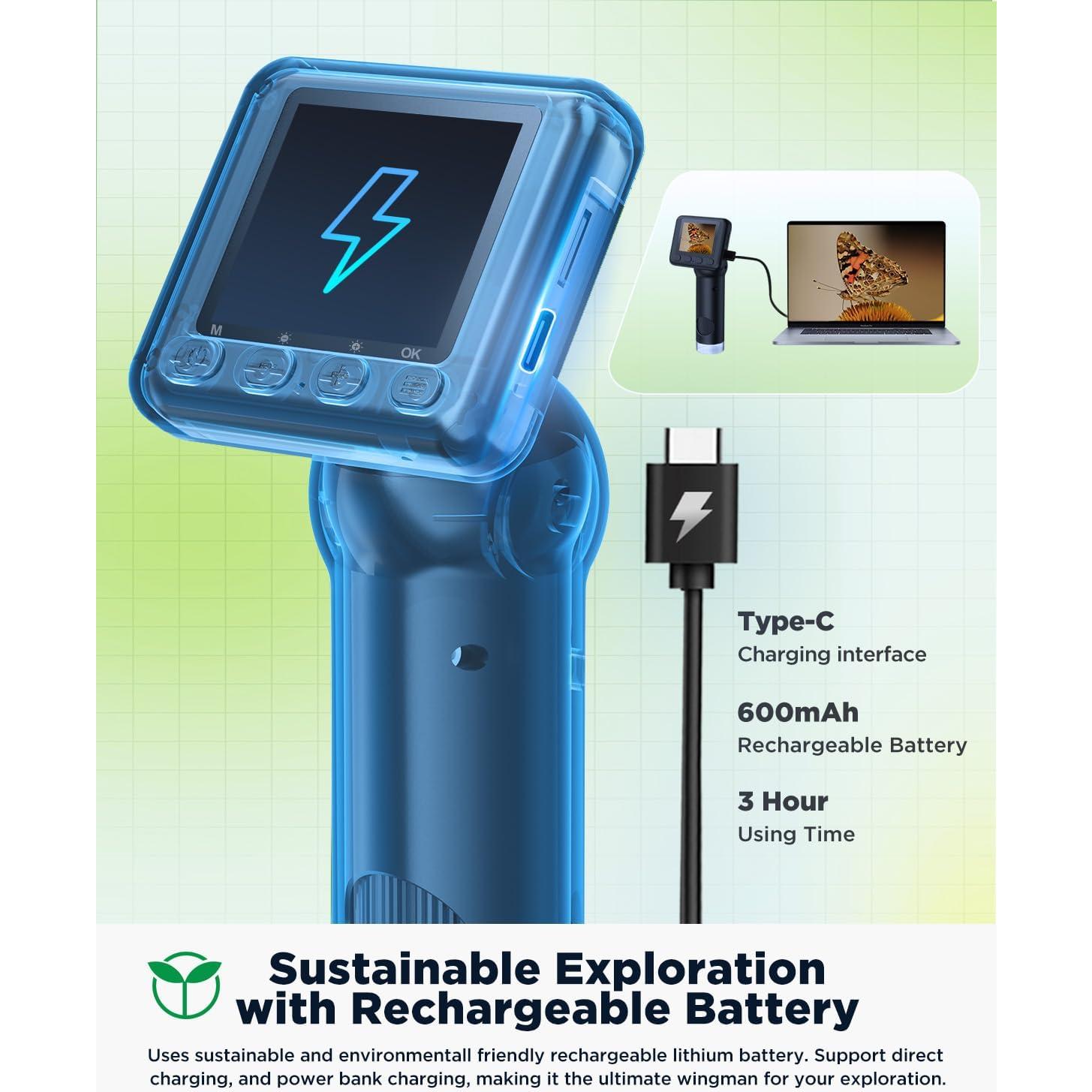 Microscopio Digital Portátil NUOTUN 800x HD con Pantalla 2"