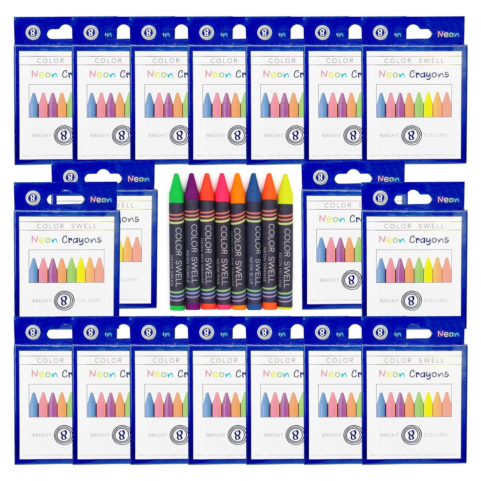 Packs de Crayones Neón Color Swell - 18 Cajas de 8 Crayones