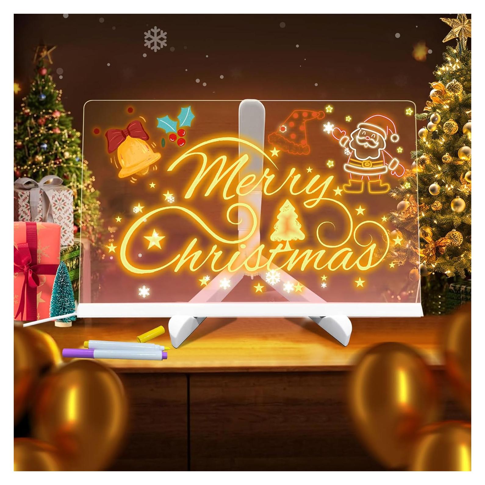 Tablero de Notas LED Acrílico Safoezy 30x20 cm con 7 Lápices