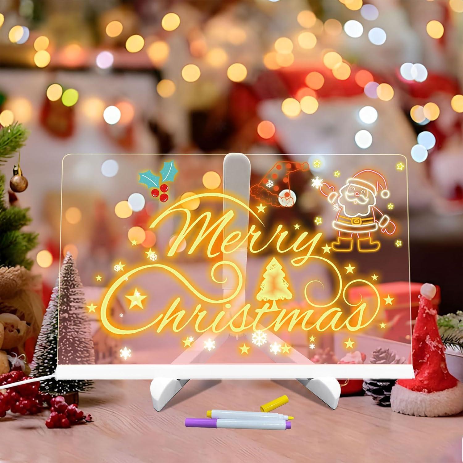 Tablero de Notas LED Acrílico Safoezy 30x20 cm con 7 Lápices