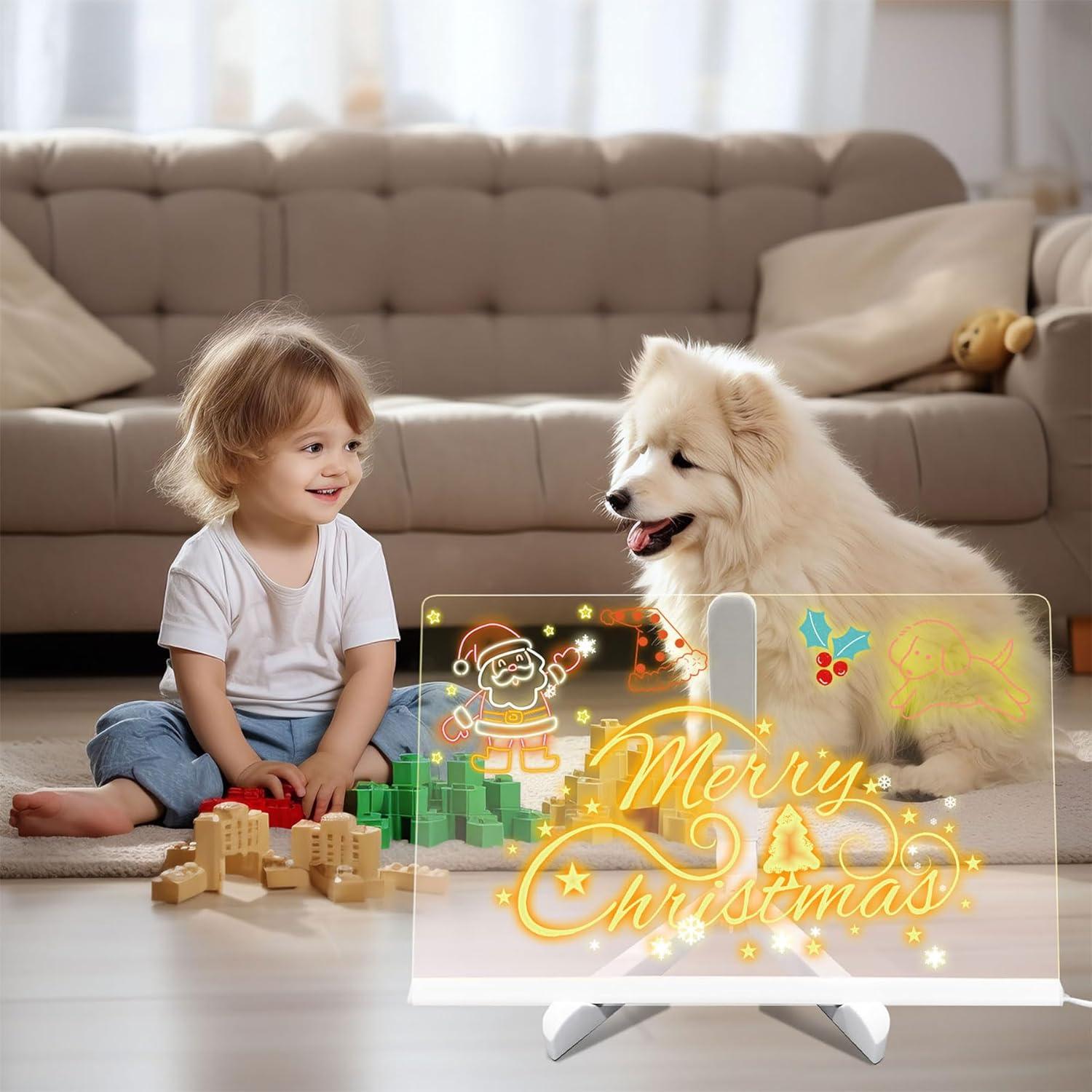 Tablero de Notas LED Acrílico Safoezy 30x20 cm con 7 Lápices