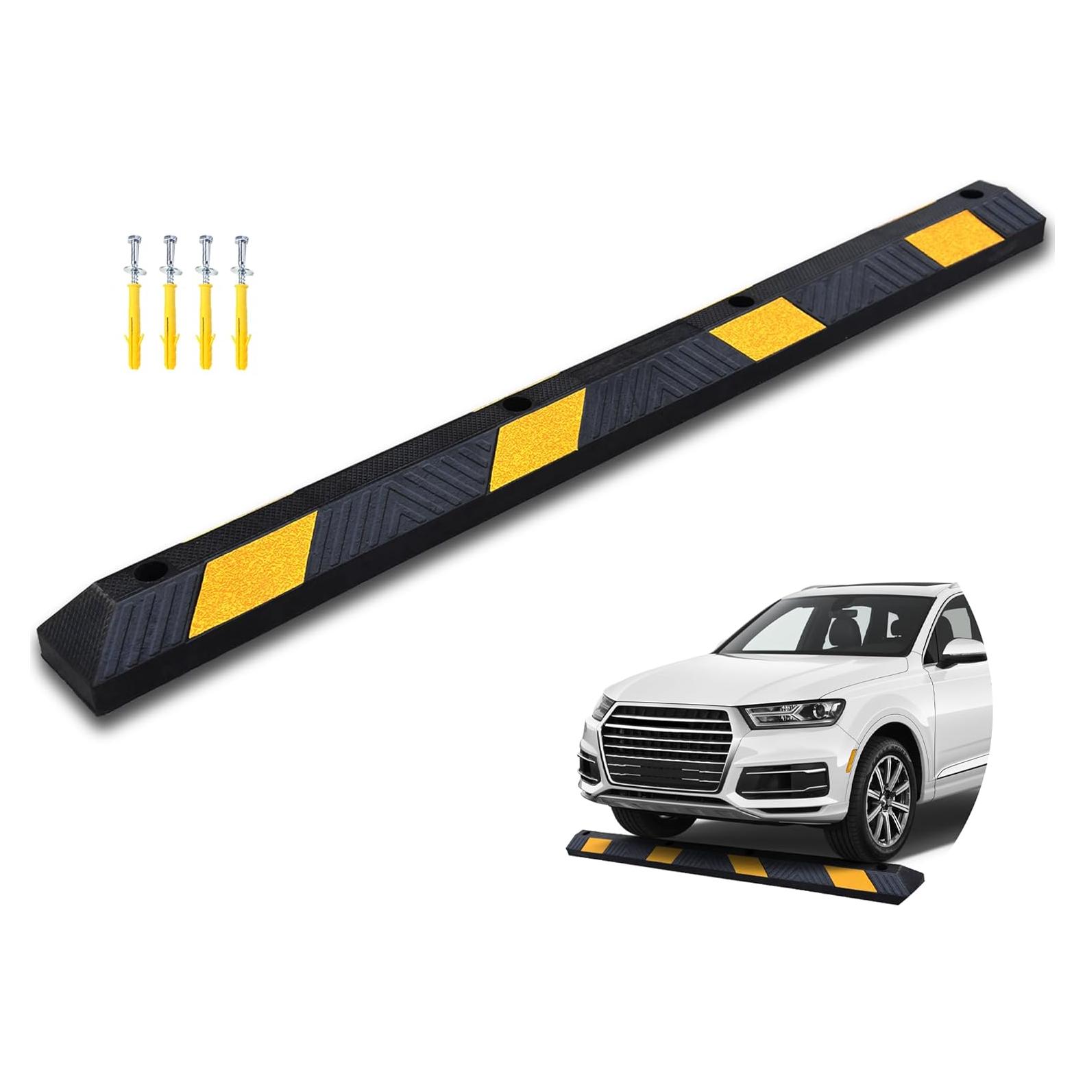 Curb de Estacionamiento de Goma OrangeStar 182.88 cm con Franja Reflectante