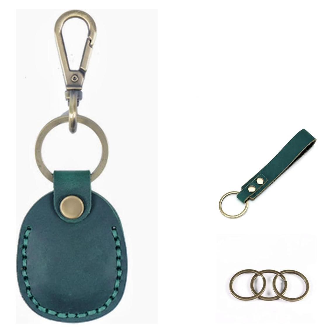 Soporte de tarjeta de acceso Temvue de cuero verde para Air Tag