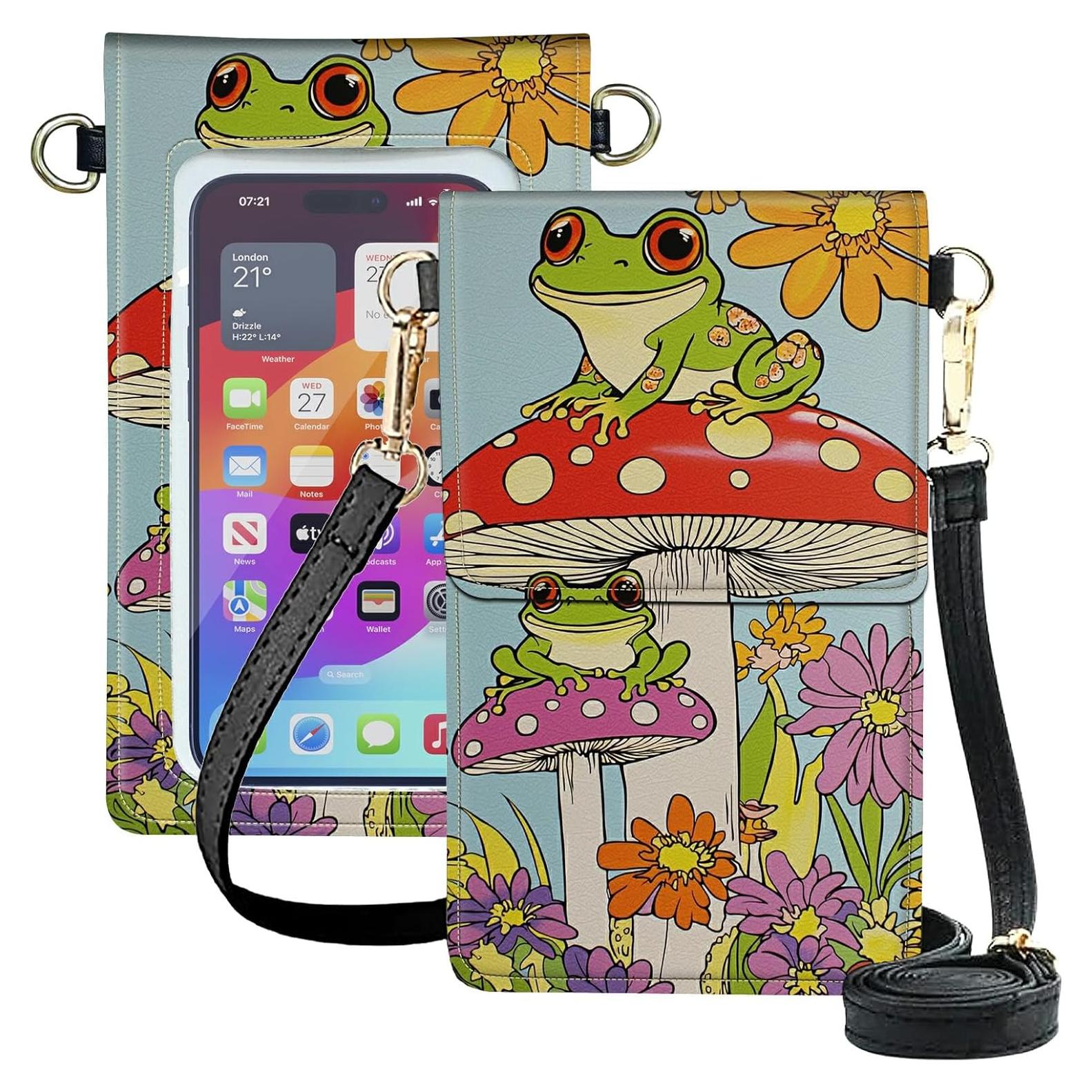 Bolso Cruzado Pequeño SROJDHFJB para Teléfono 19.5x11cm Ranas y Hongos