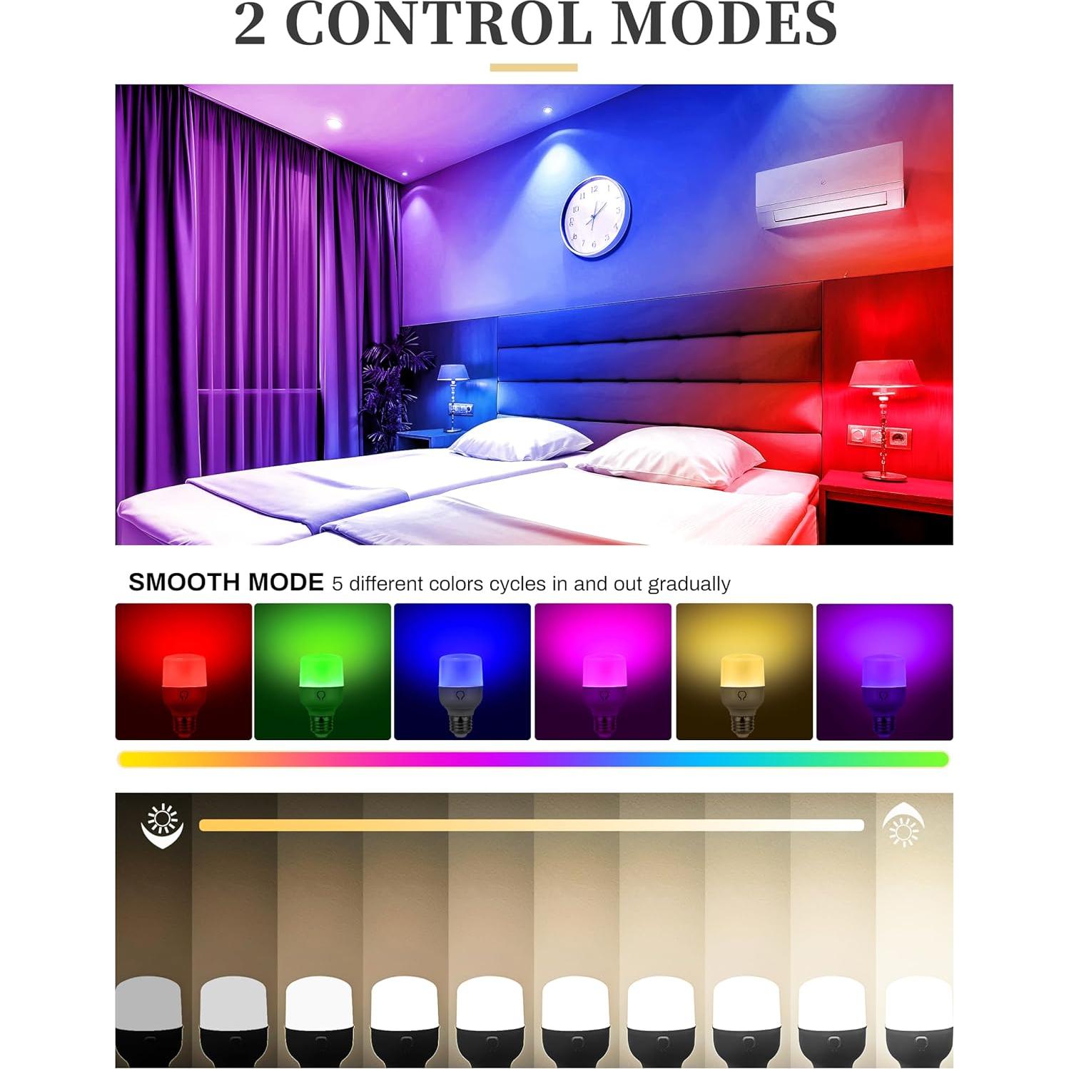 Bombillas Recargables Inalámbricas E26 Fulighture - 2 Pzs RGB + Blanco