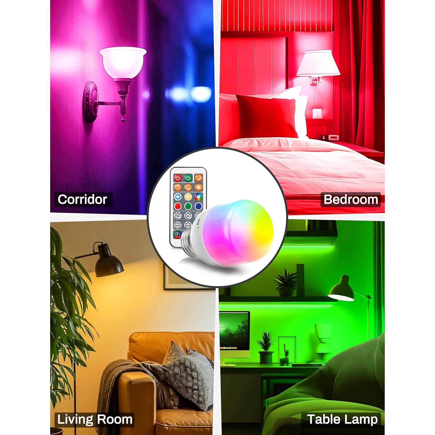 Bombillas Recargables Inalámbricas E26 Fulighture - 2 Pzs RGB + Blanco