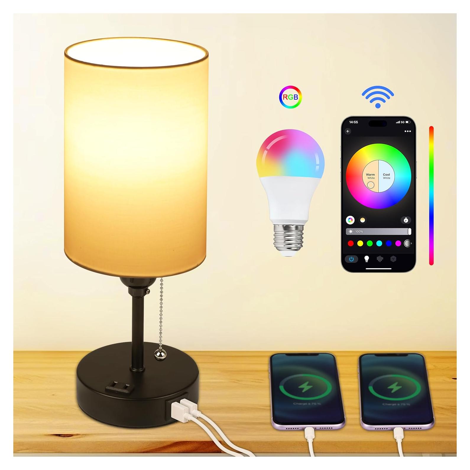 Lámpara de Mesa LED RGB WiFi TCEUMIK Regulable 16 Millones Colores