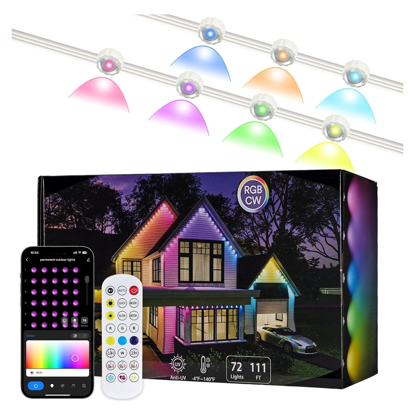 Luces de Cadena LED RGBW 30.48m GUATTINE para Exteriores IP67