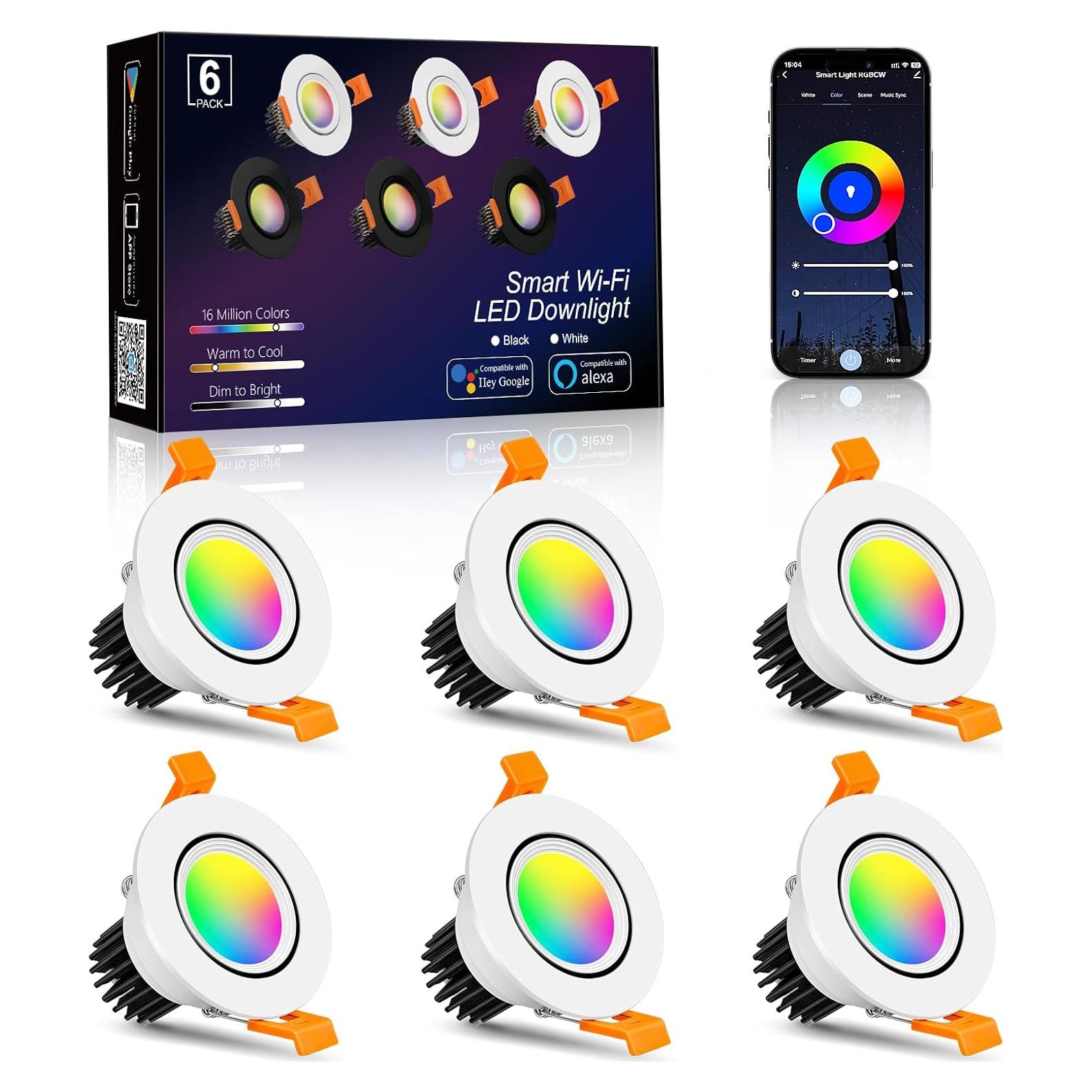 Downlight LED empotrado inteligente inShareplus 5W RGB 6 unidades