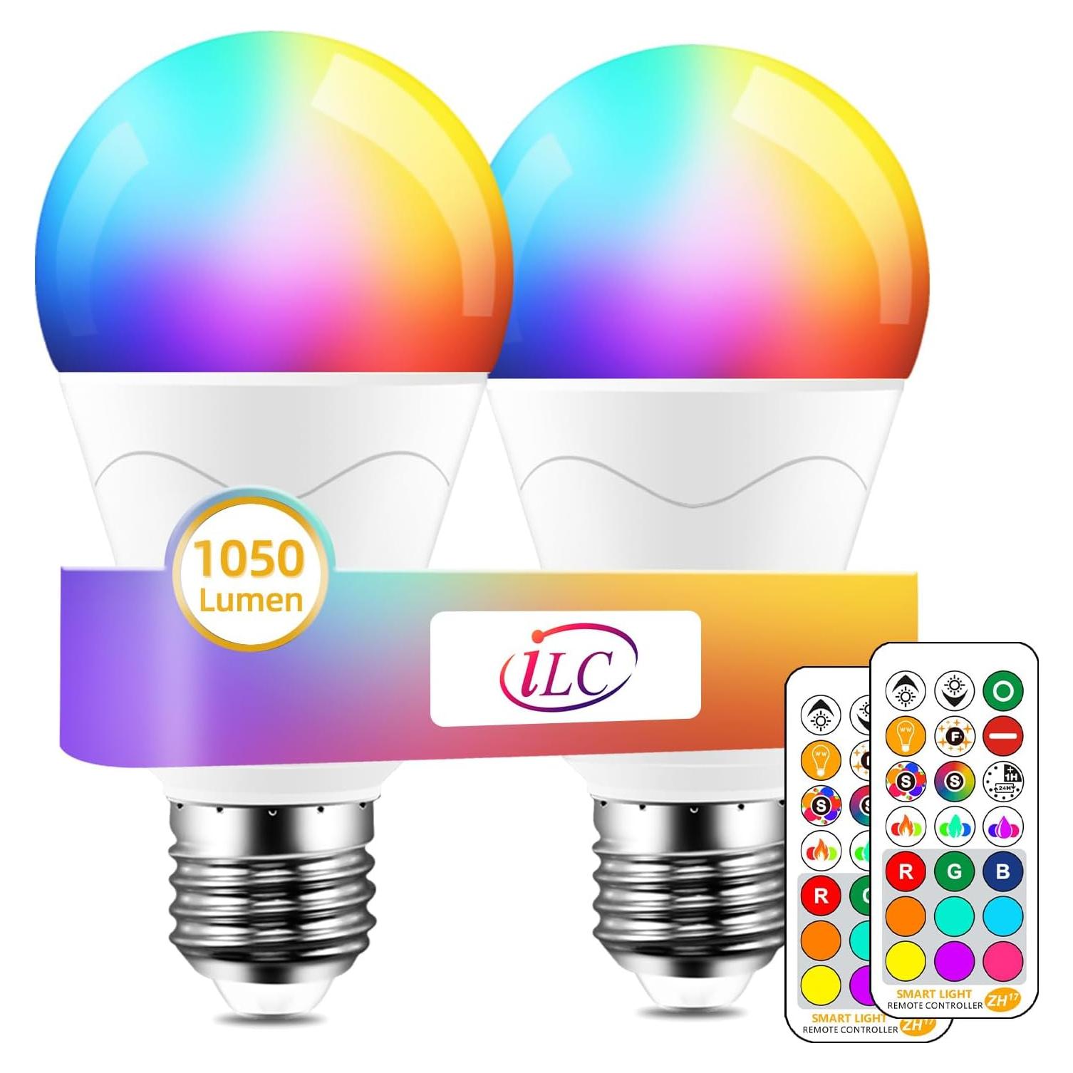 Bombilla LED iLC 12W RGB Control Remoto 2700K Paquete de 2