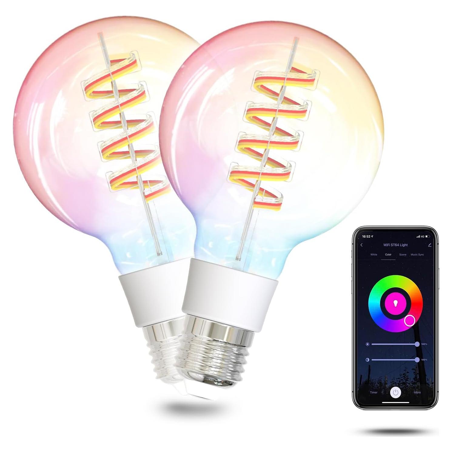 Bombillas LED Inteligentes MOES G80 WiFi RGB 5W Paquete de 2