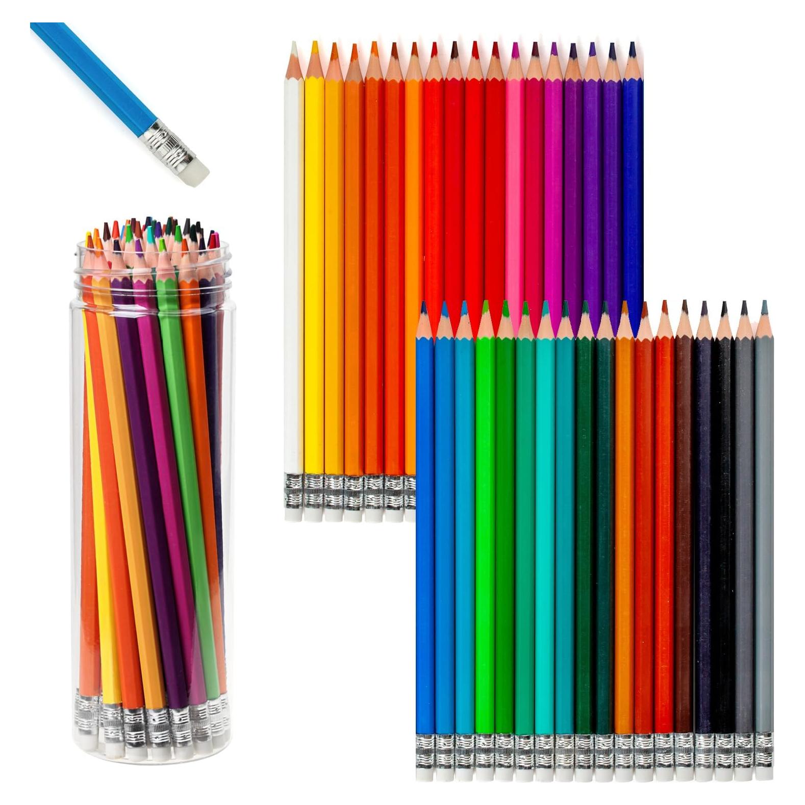 36 Lápices de Colores Ouksma Pre-afilados con Borradores