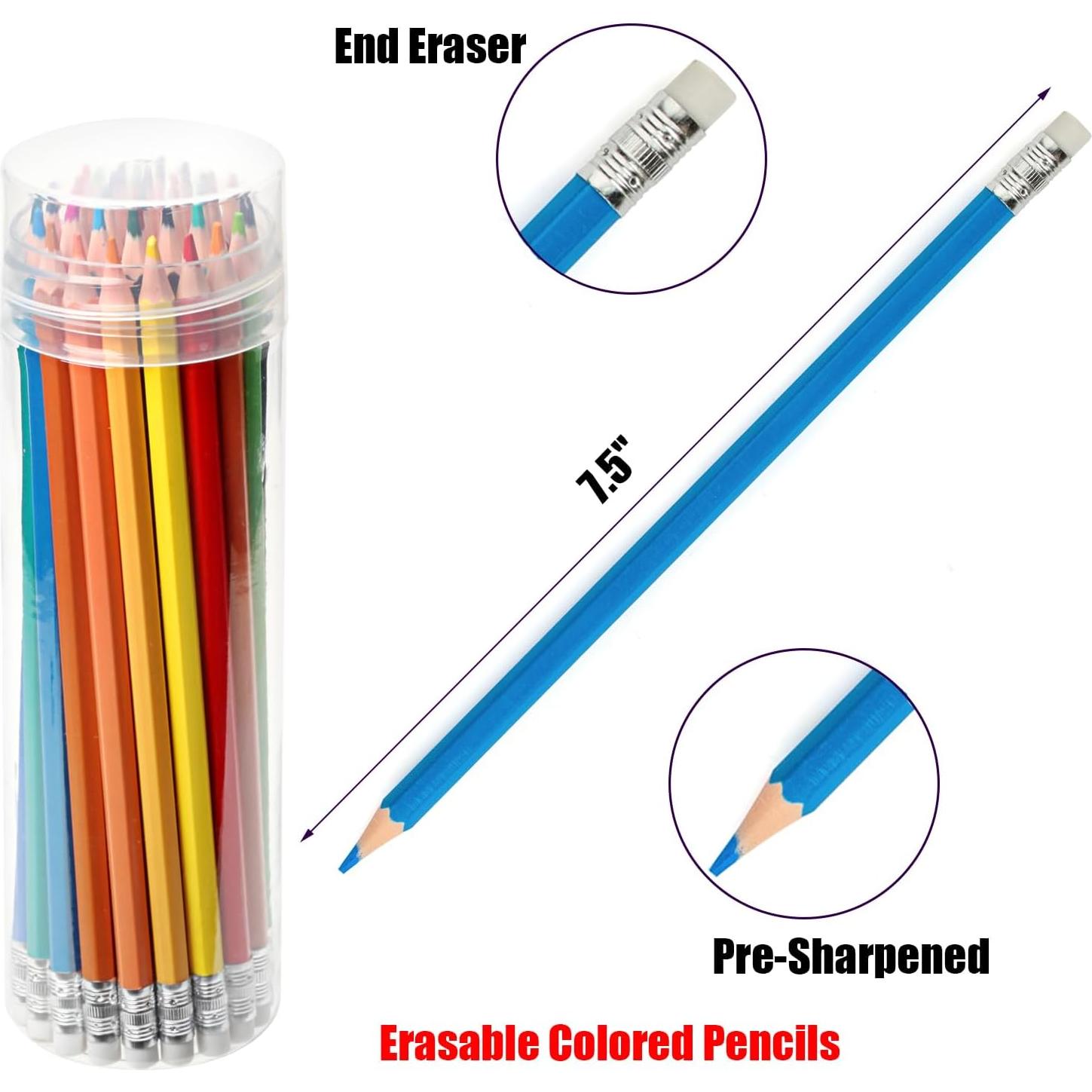 36 Lápices de Colores Ouksma Pre-afilados con Borradores