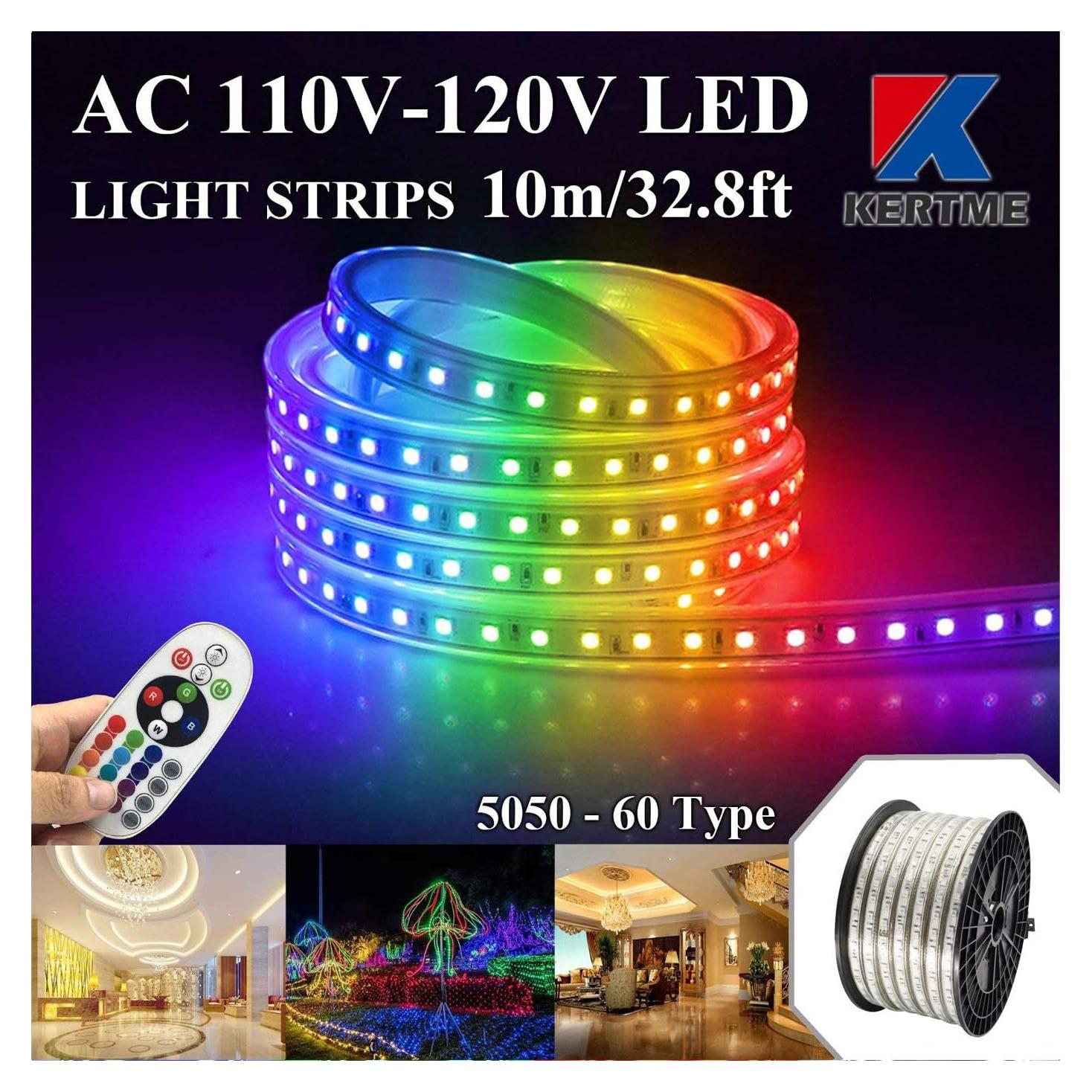 Tira de Luz LED RGB KERTME 10m Impermeable Control Remoto