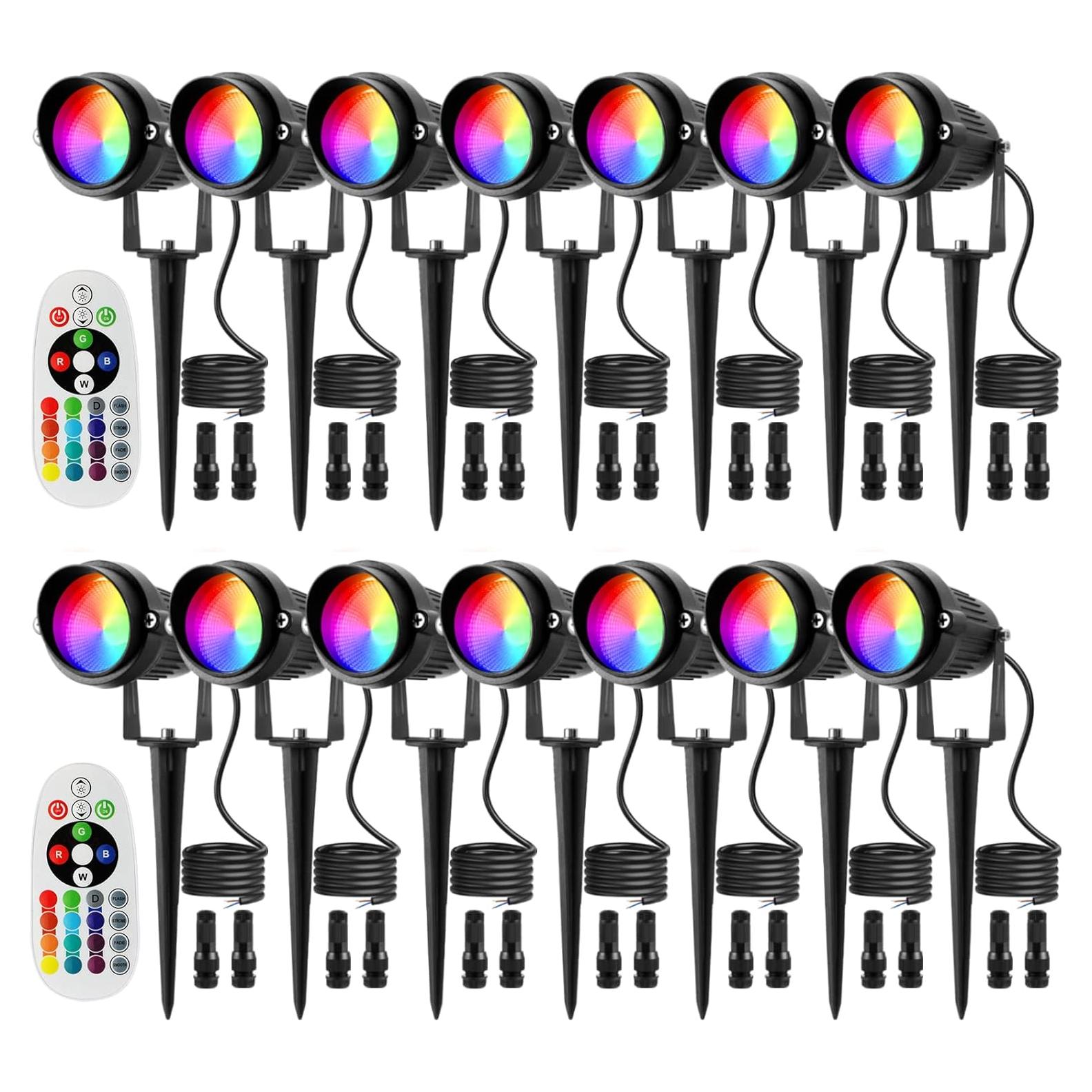 Luces de Paisaje LED RGBW Junview 10W 14 Piezas Impermeables