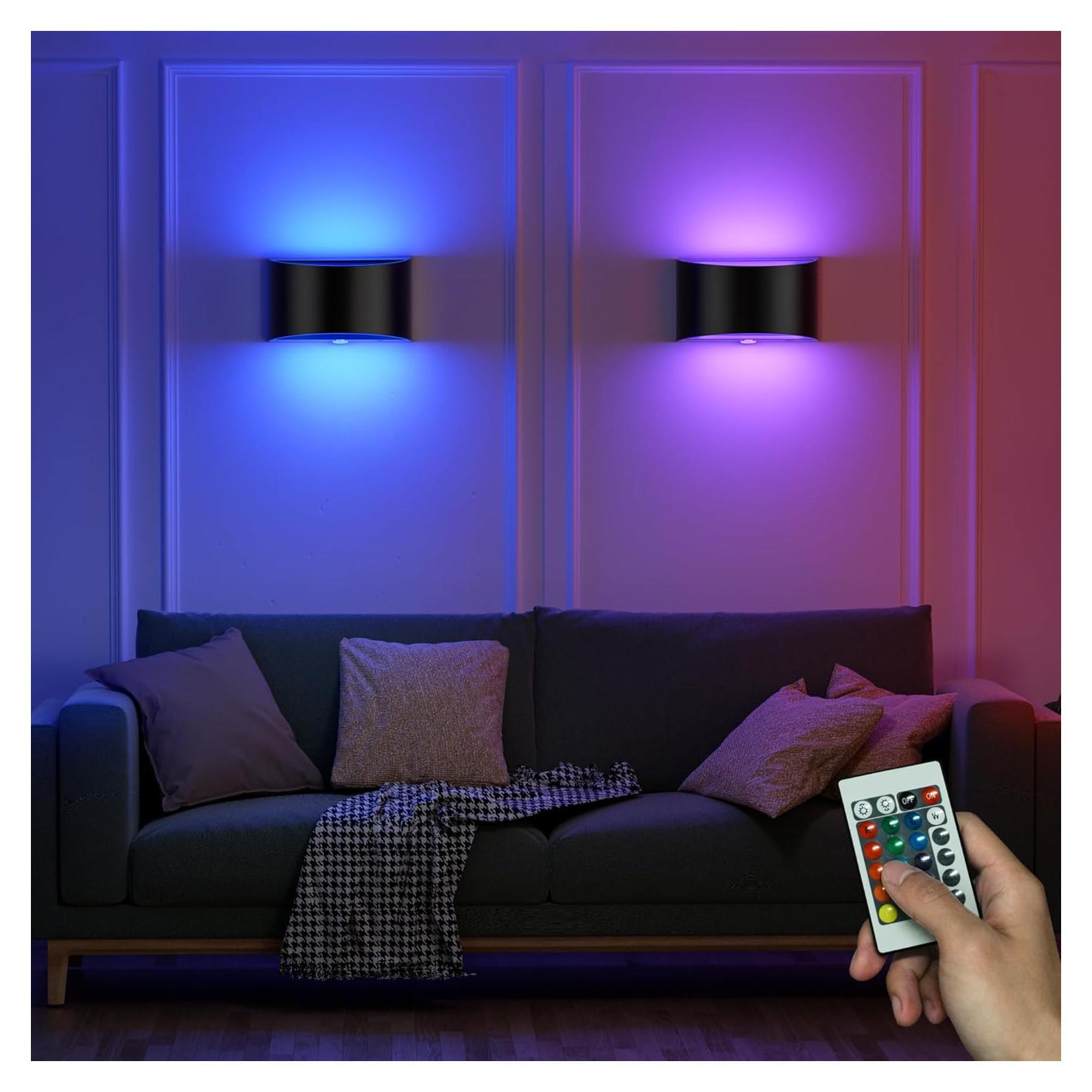 Juego de 2 Apliques de Pared LED CAMCLIM Inalámbricos RGB