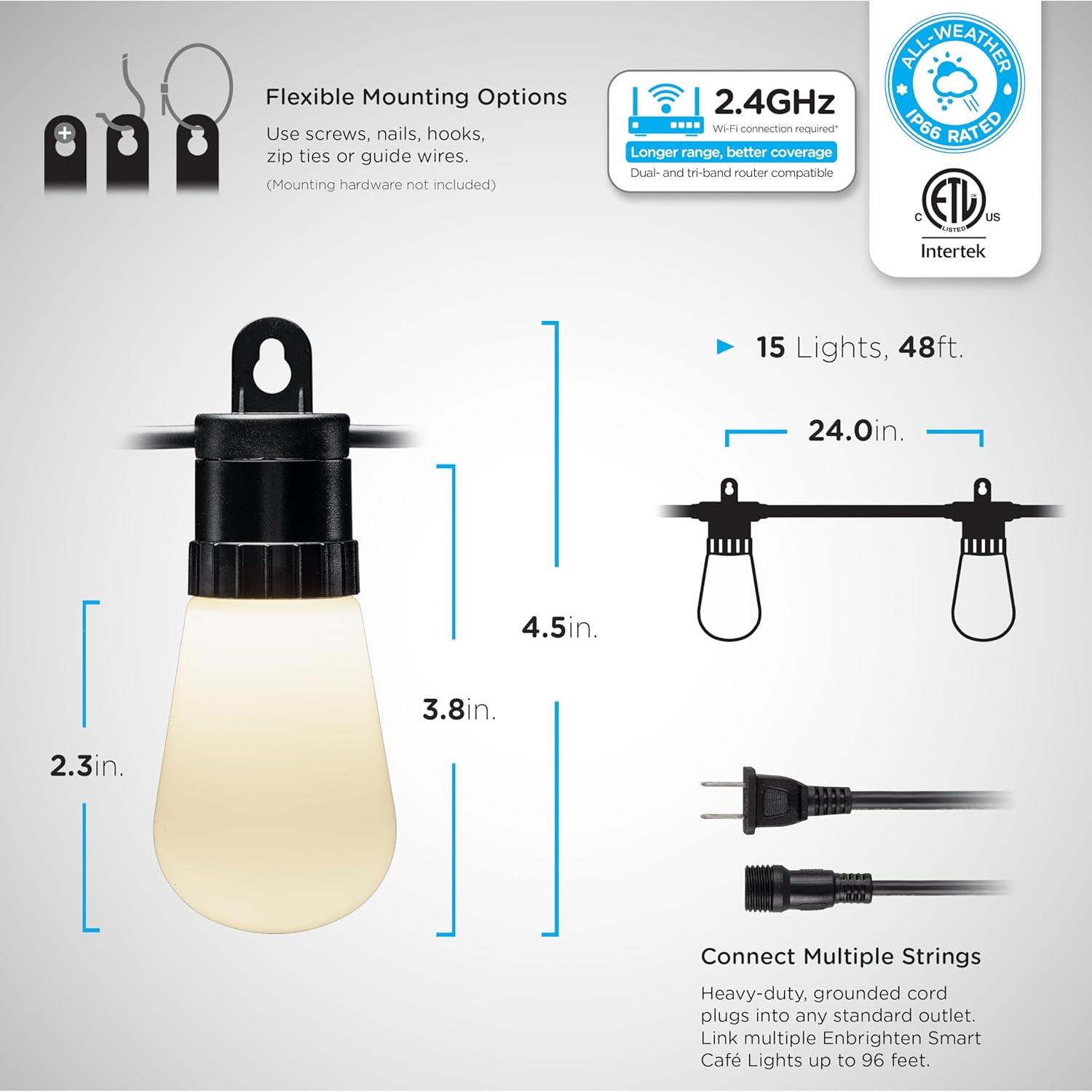 Luces de Cadena Inteligentes Enbrighten 14.63m RGB Wi-Fi