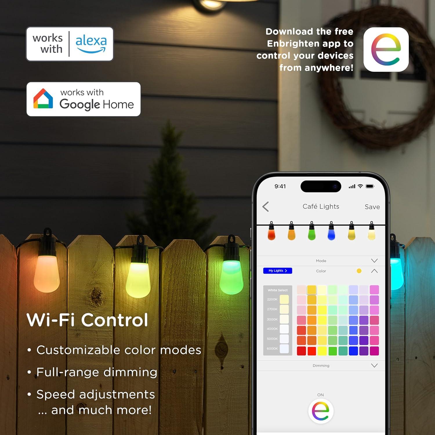 Luces de Cadena Inteligentes Enbrighten 14.63m RGB Wi-Fi