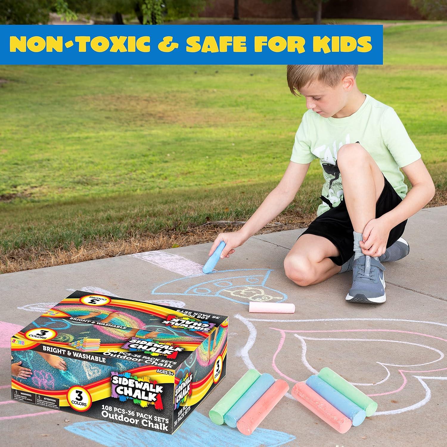 Juego de Tiza Jumbo JOYIN 108 Piezas Lavable No Tóxica