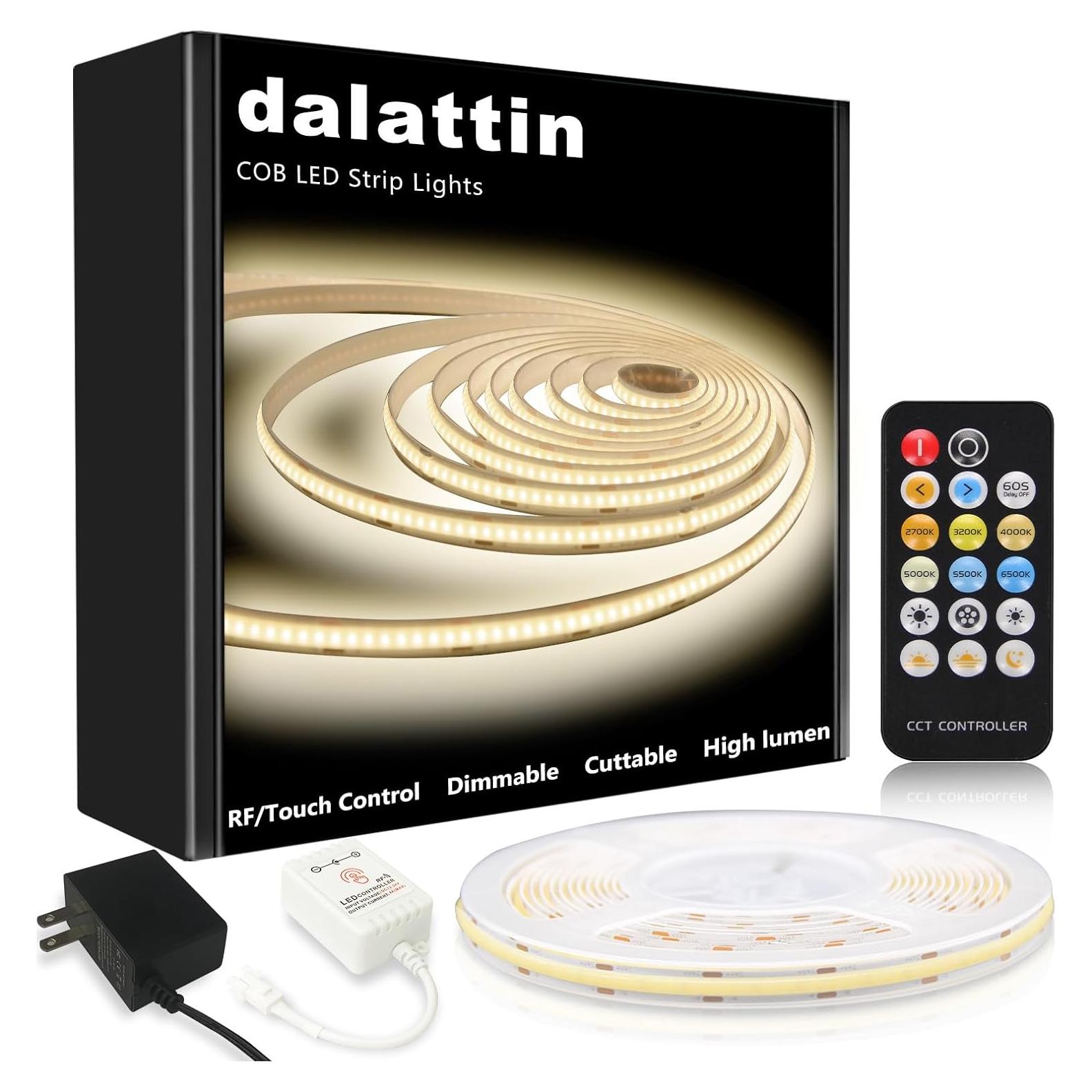 Tira de Luz LED COB 5m dalattin 4000K Blanco Natural con Control Remoto