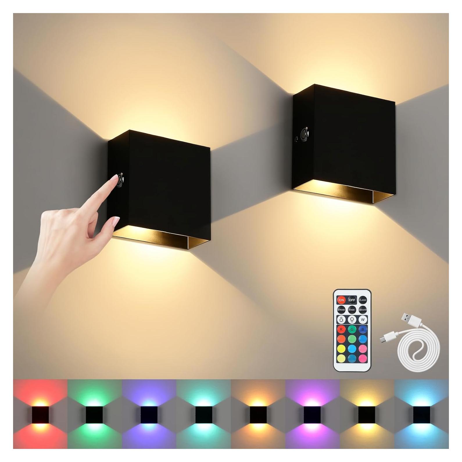 Apliques de Pared LED Recargables Lightess Set de 2 Negro
