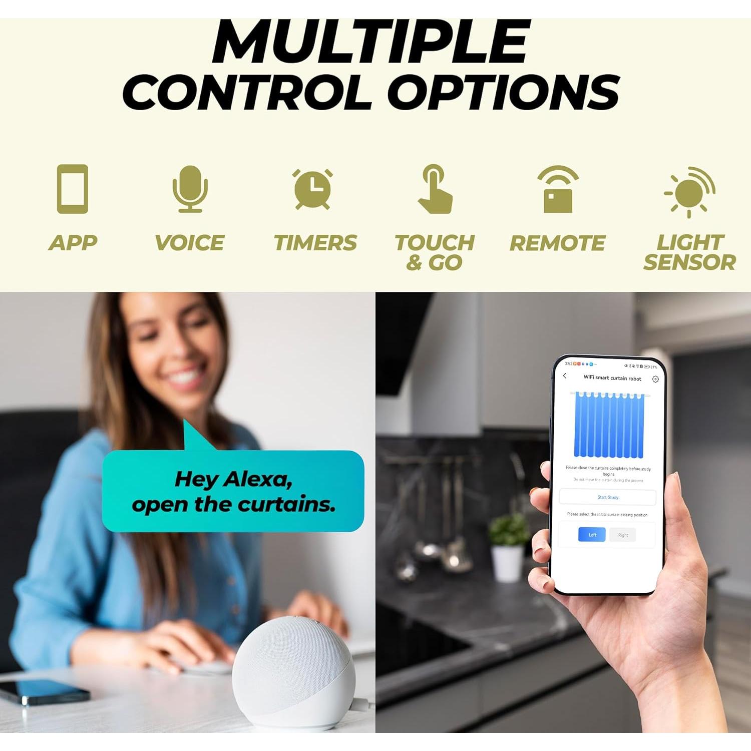 Motor Cortinas Inteligentes B BENEHORTI 20.32x15.24cm WiFi 2PK