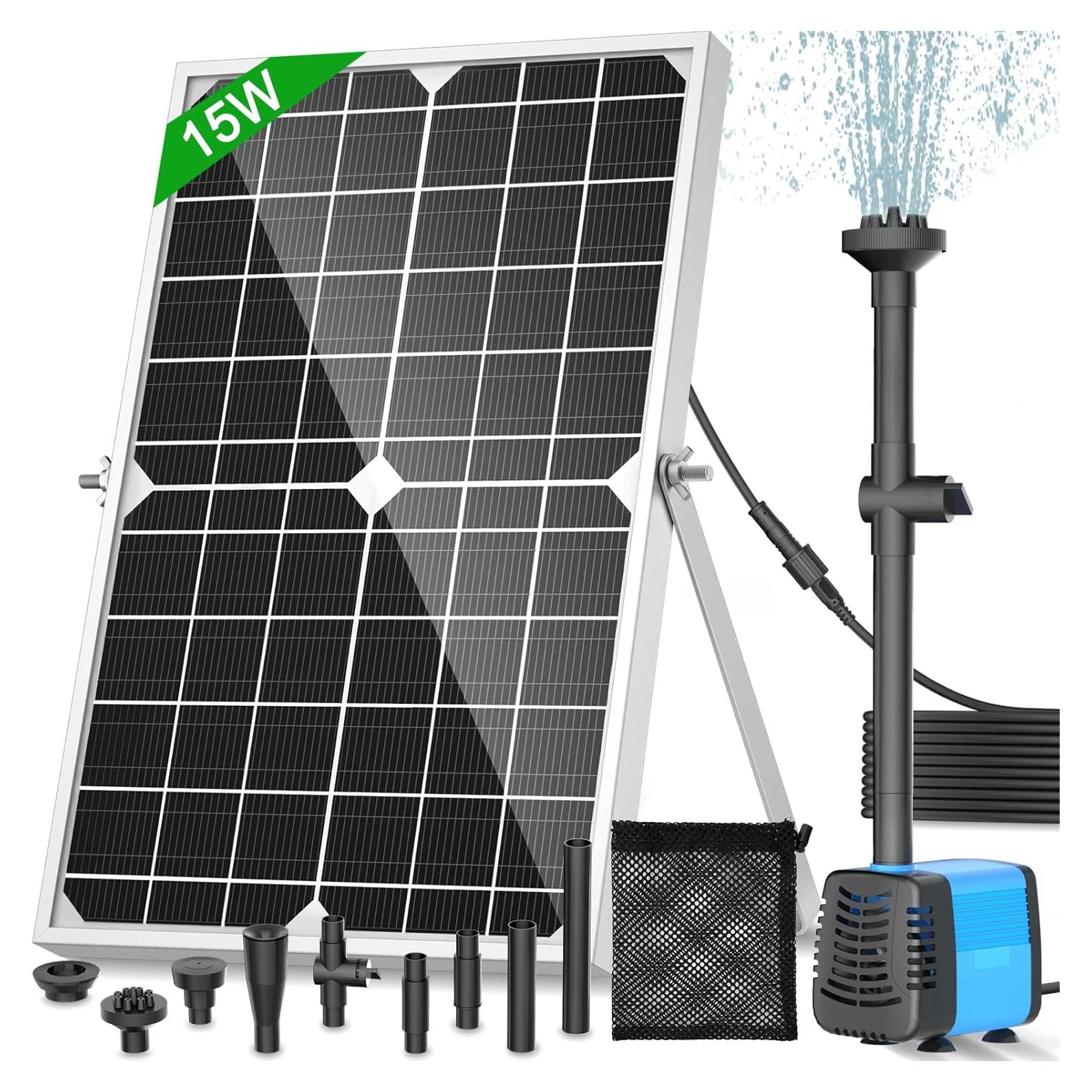 Bomba de Fuente Solar FEOXSHAL 15W con Flujo Ajustable 720 LPH