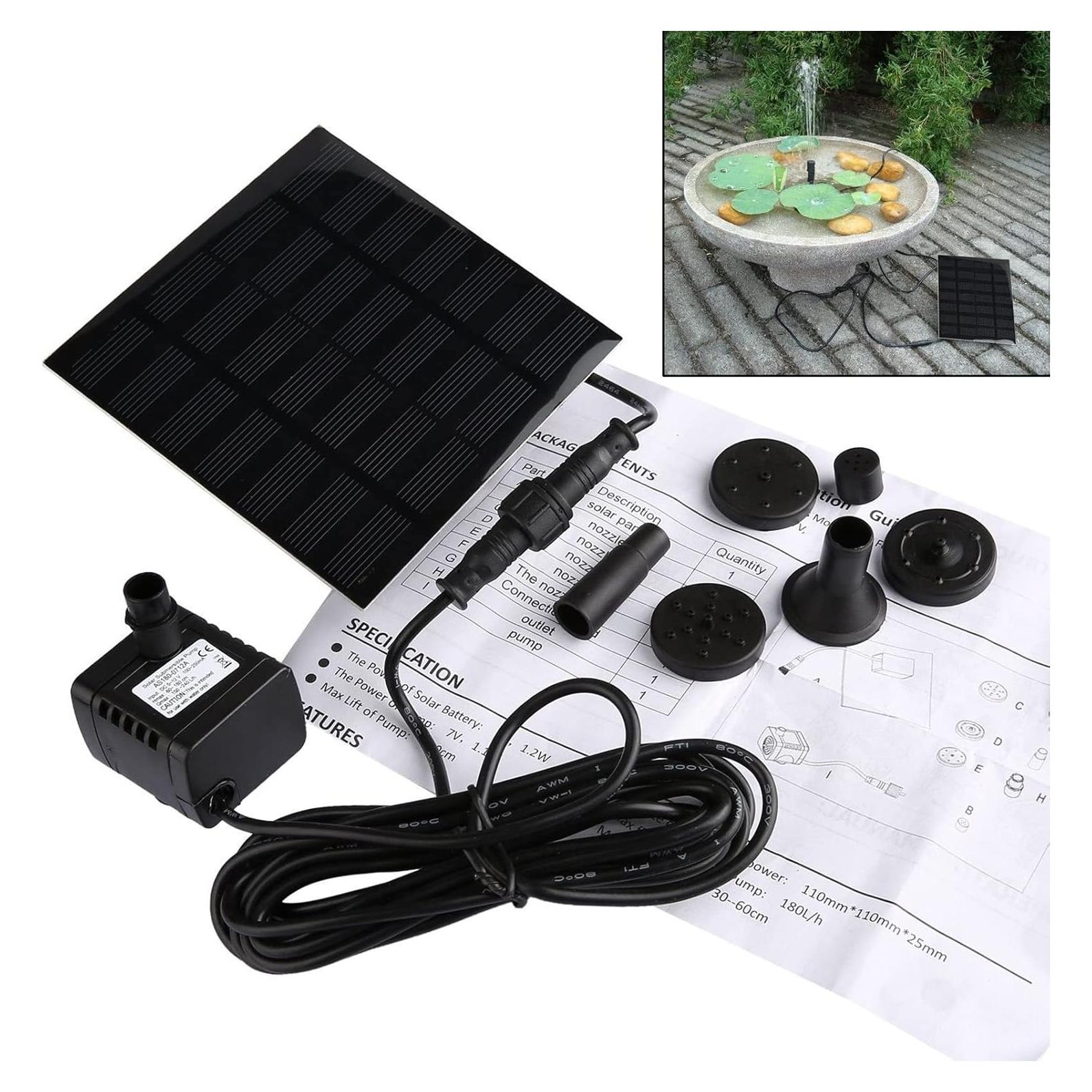 Bomba de Agua Solar CYDZSW 1.2W para Baño de Aves y Jardín