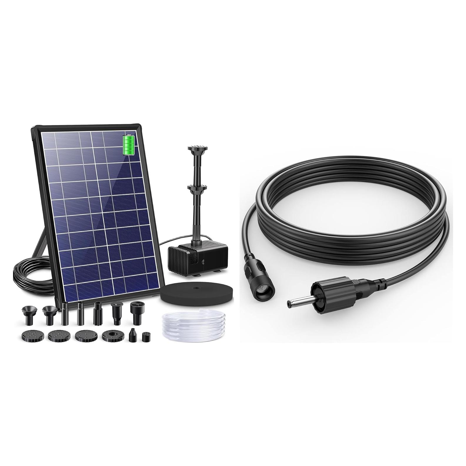 Bomba de Fuente Solar Biling 8W con Batería 3600mAh y 5 Boquillas