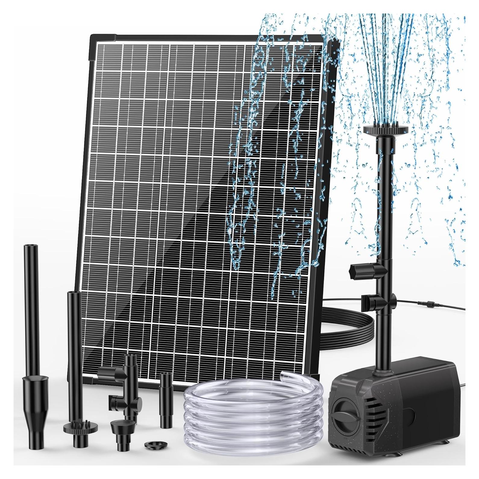 Bomba de Fuente Solar POPOSOAP 20W con Flujo Ajustable 1210L/h