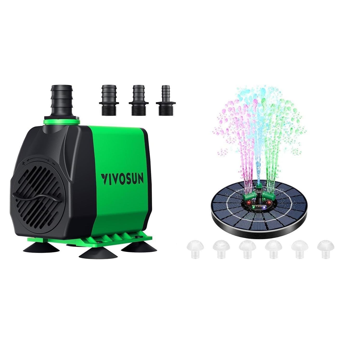 Bomba Sumergible VIVOSUN 800GPH 3000L/h 24W Solar con Panel