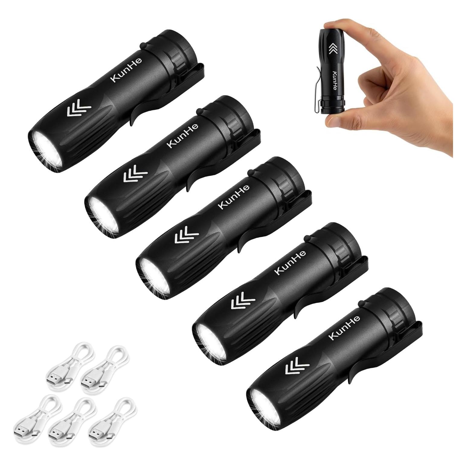 Linternas Recargables Mini LED KunHe - Paquete de 5