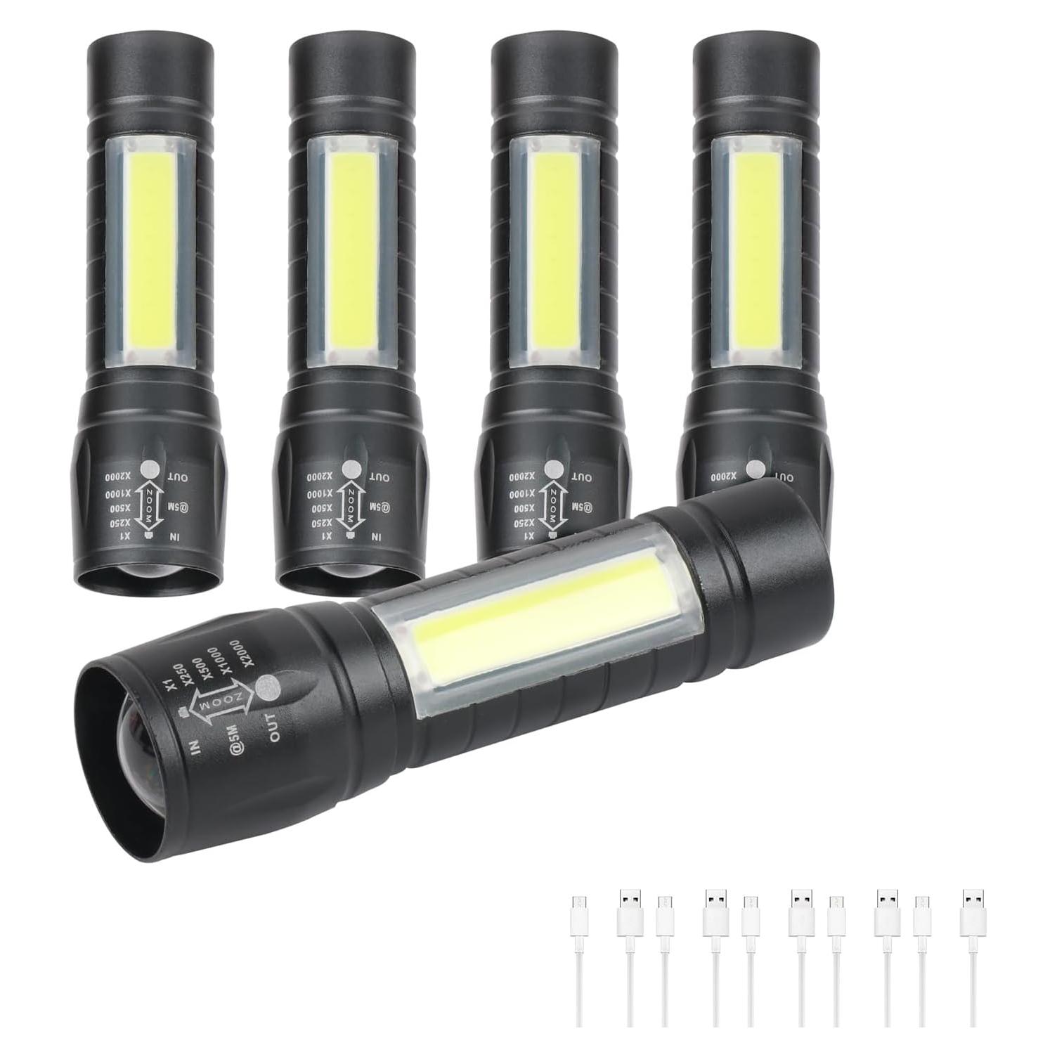 Paquete de 5 Linternas LED Recargables USB-C Hilngav 117g