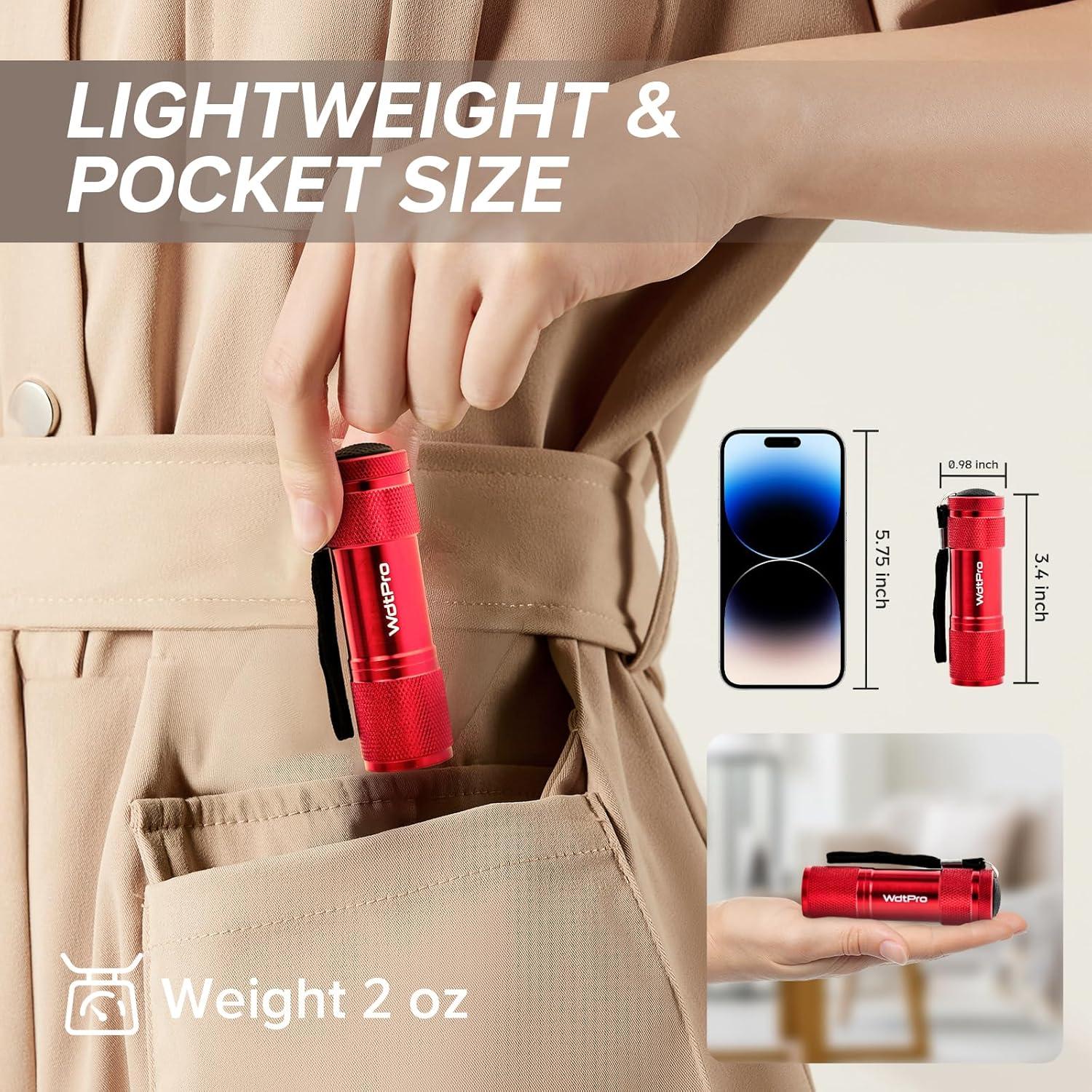 Linternas LED Mini WdtPro 9 LED - Paquete de 6 Colores Variados