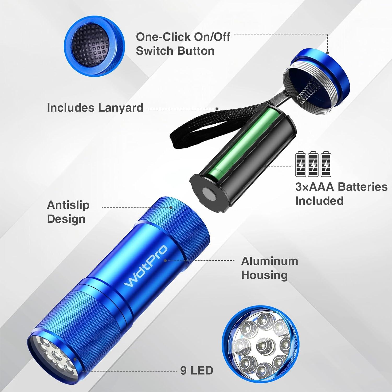 Linternas LED Mini WdtPro 9 LED - Paquete de 6 Colores Variados