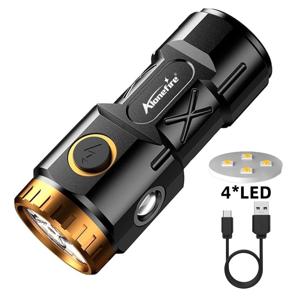 Linterna LED Recargable USB C Alonefire X84 6 Modos Compacta
