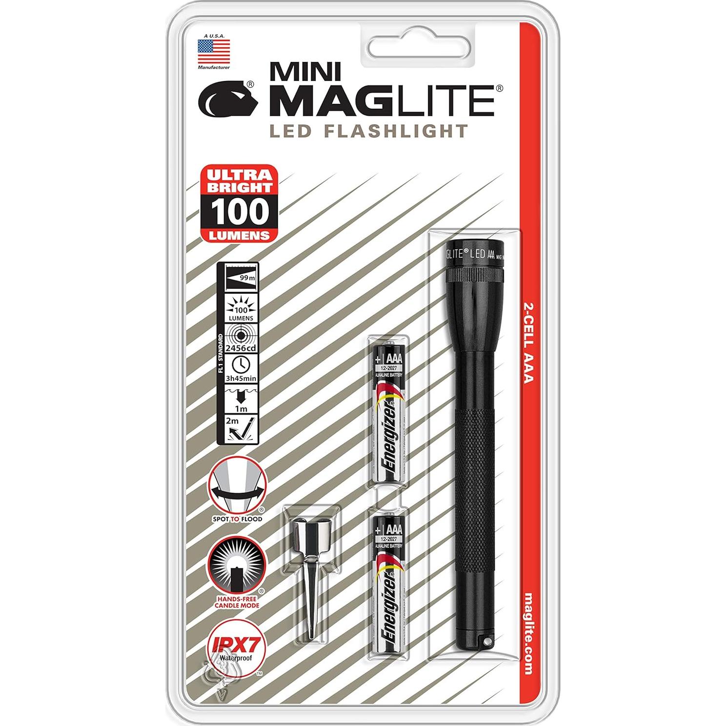 Linterna LED Maglite Mini Negra 84 Lúmenes 2 Pilas AAA