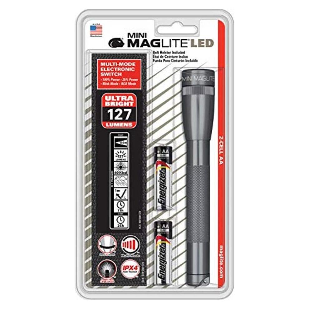 Linterna LED Maglite Mini 2 Pilas AA Gris con Funda