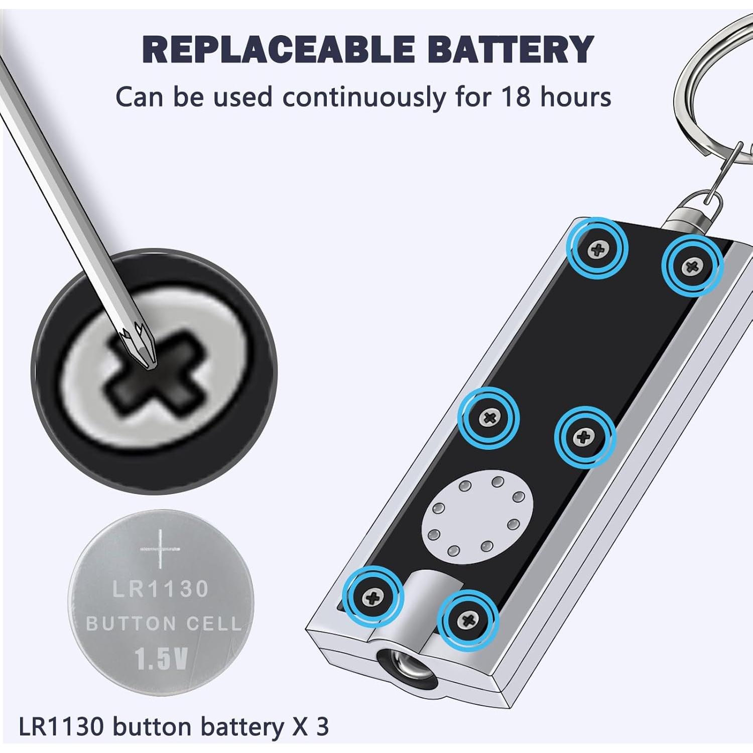 Mini Linterna LED de Llavero Daemson - 8 Piezas Multicolor