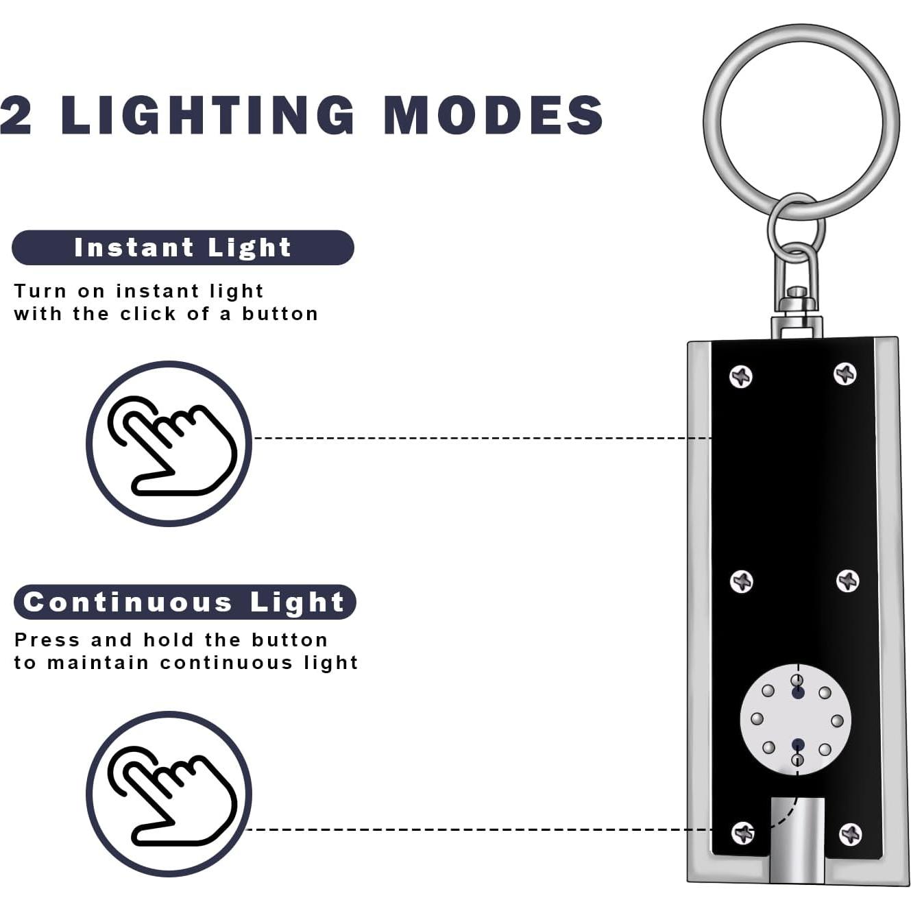 Mini Linterna LED de Llavero Daemson - 8 Piezas Multicolor